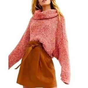 Free People Pink Cowl Neck Sweater (XS)